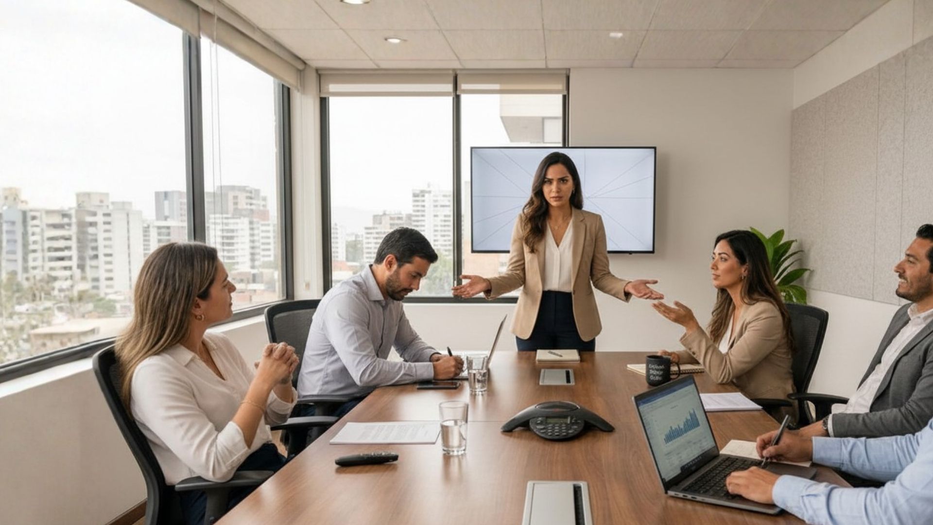 Stressed leader in boardroom